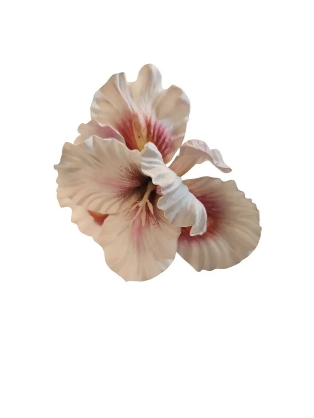 Artificial Iris Flower 33 Inch Tall White Faux Iris Stem Hand Painted Look Flora